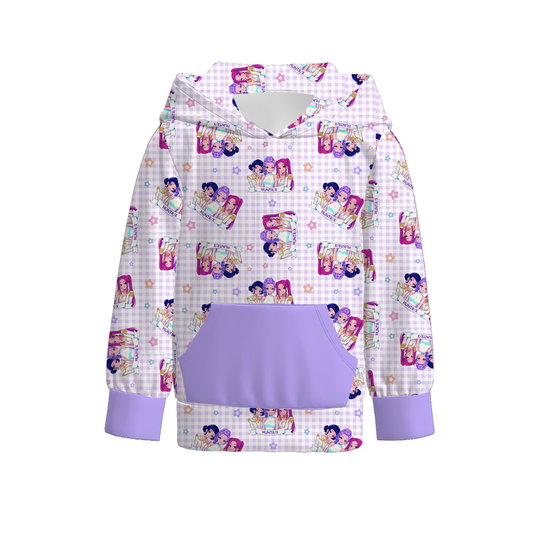 Kpop Demon Hunter Print Long Sleeves Pocket Hoodies For Kids