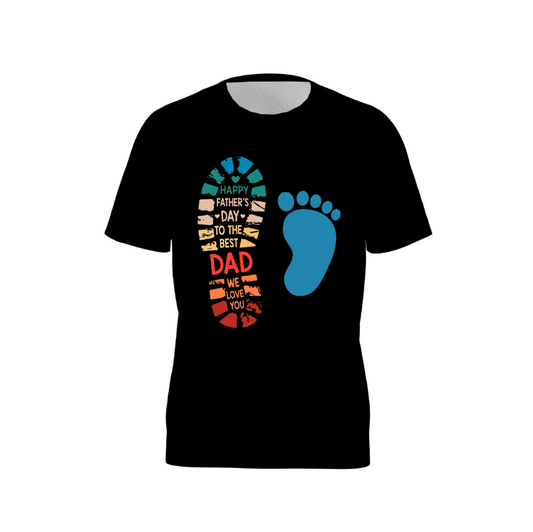 Men's Happy Father's Day Black Print Short Sleeves Top