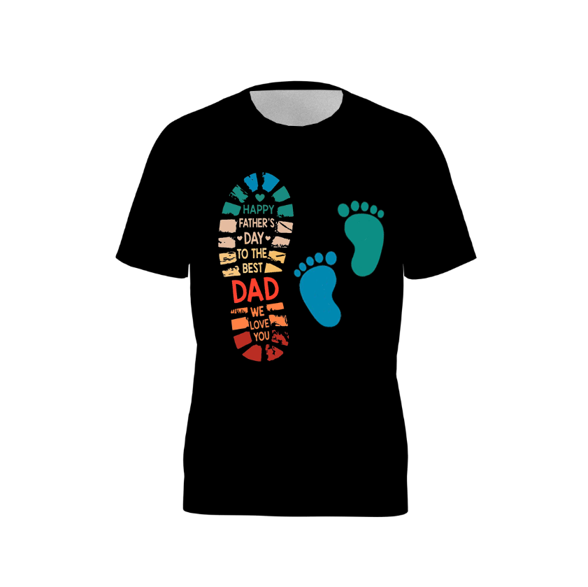 Men's Happy Father's Day Black Print Short Sleeves Top
