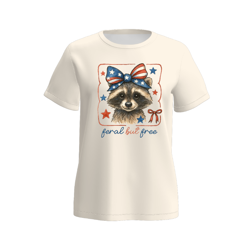 Mommy And Me Summer Matching Raccoon Print Tees