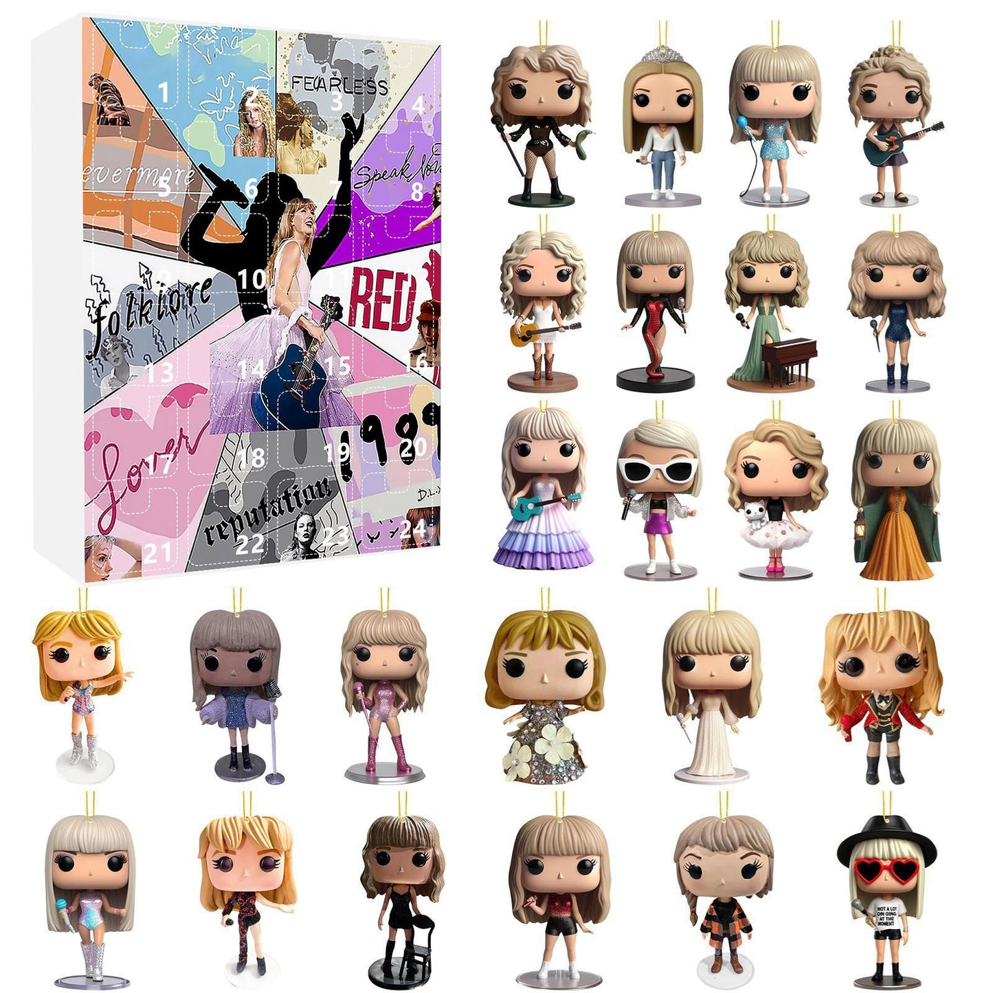 Christmas 2025 Taylor Swift Advent Calendar Blind Box Q-Version Acrylic Figures Set 24Pcs