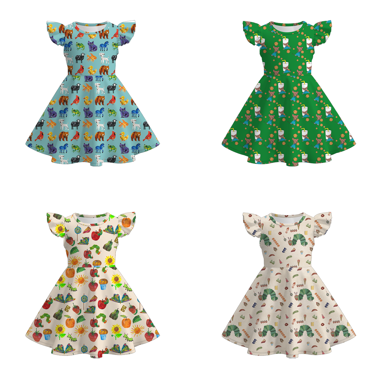 Spring Summer Animals Print Milk Silk Dress