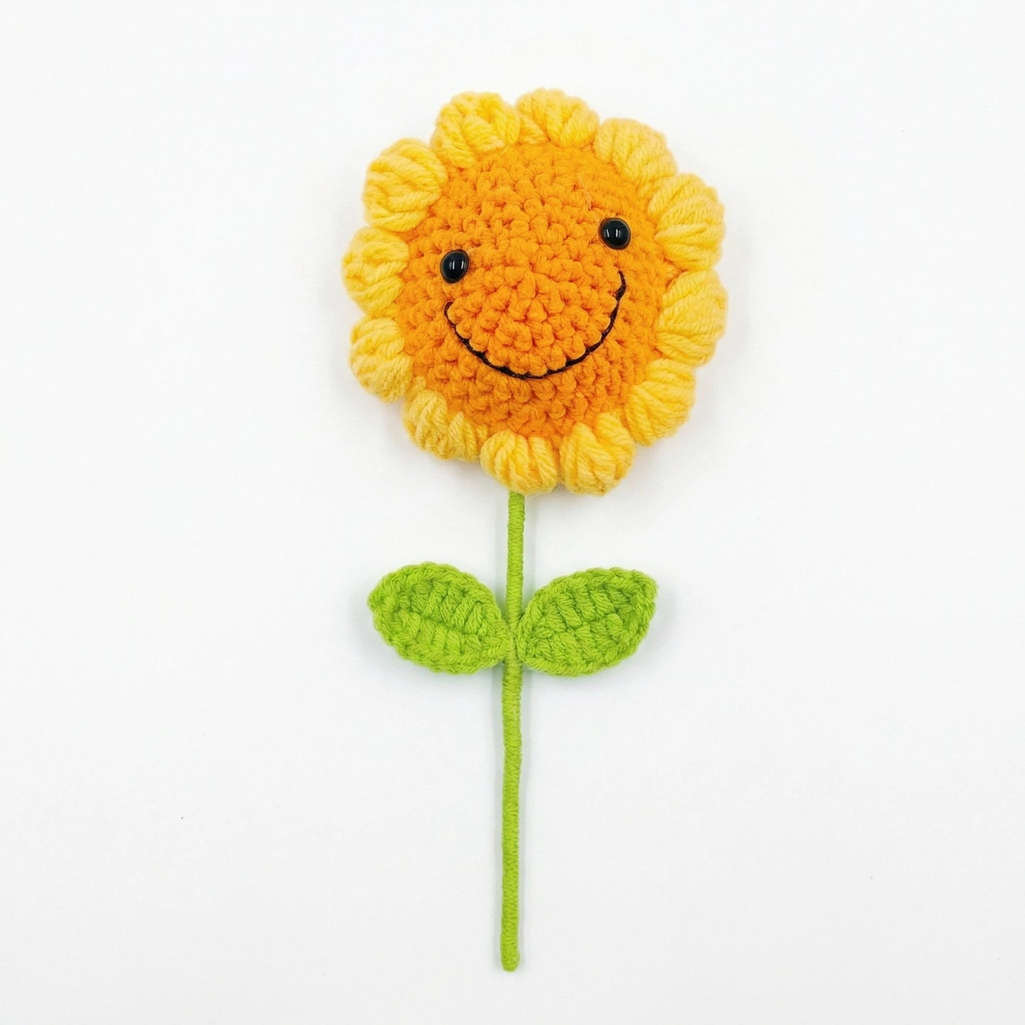 Handmade Crochet Sunflower &Smiley Face Colorful Yarn Knitted Flower Gift (Single Stem)