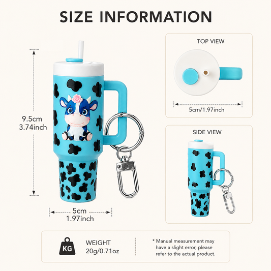 Cow Print Tumbler Fidget Keychain – Pressable Bag Charm