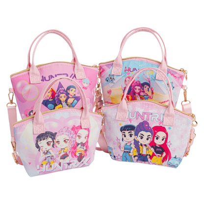 K-Pop Demon Girl Print Crossbody Bag with Top Handle & Adjustable Strap for Kids & Adults