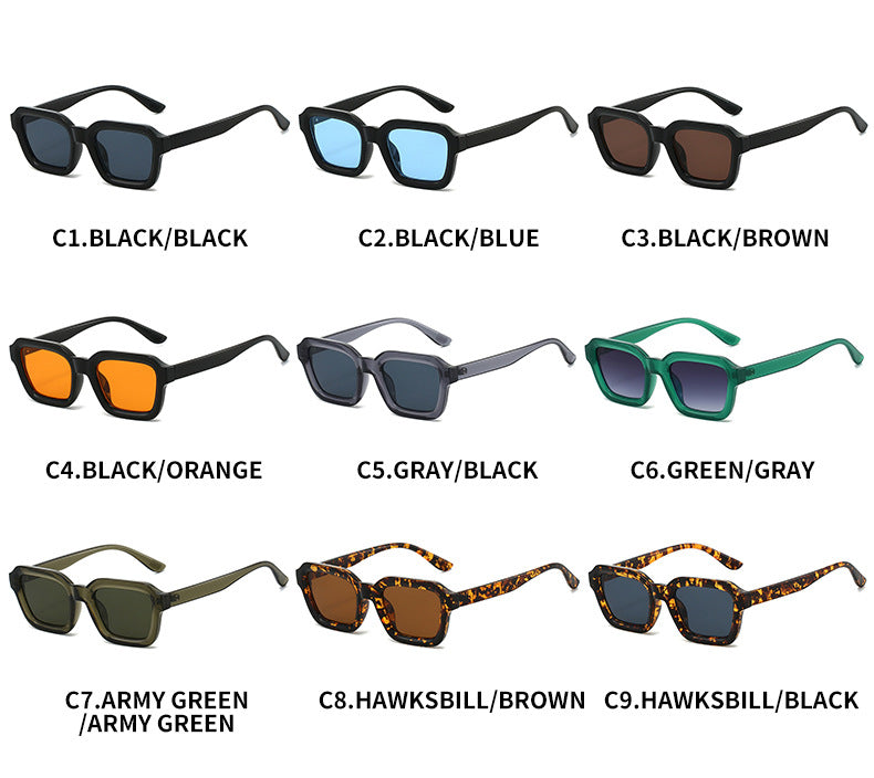 Fashion Adult Square Frame Sunglasses Minimalist Solid Color Shades