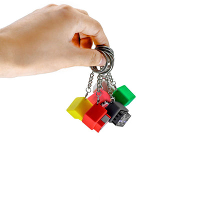 3D Printed Pixel Block Fidget Clicker Keychain – Mechanical Keyboard Feel Push Button Toy & Bag Charm