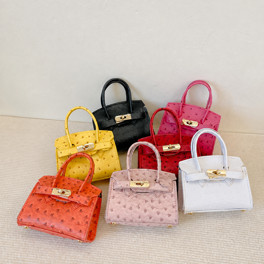 Mini Textured Crossbody Handbag for Girls – Adjustable Strap & Gold-Tone Hardware