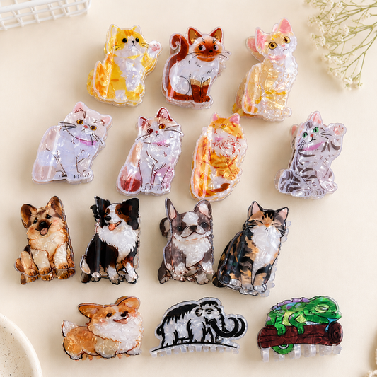 Cute Animal Hair Claw Clips – Cat & Dog Hair Accessories for Women & Girls, Novelty Gift