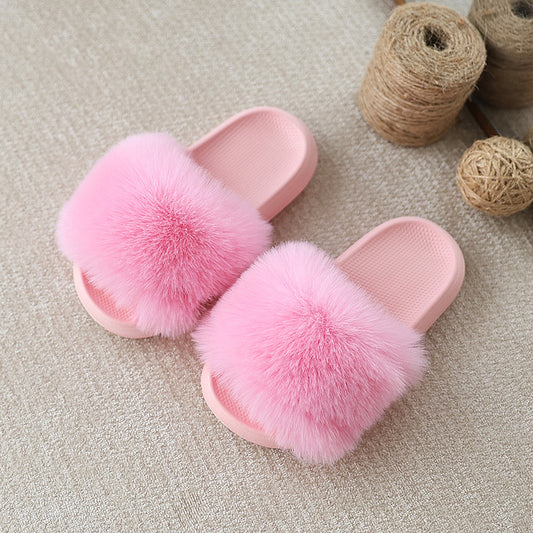 Kids EVA Fuzzy Slippers Non-Slip Warm Toddler & Little Kids Indoor/Outdoor Slippers