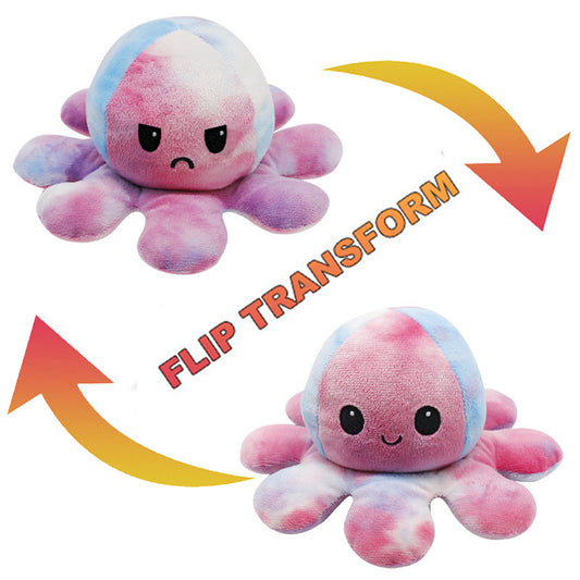 Reversible Octopus Plush Toy – Double-Sided Mood & Emotion Stuffed Animal