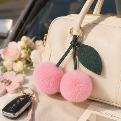Cherry Plush Bag Pendant Lovely Keychain Cartoon Keyring Accessory