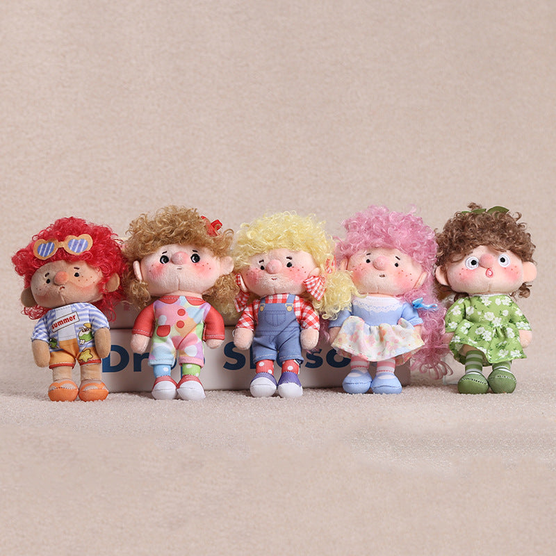 Curly Hair Plush Doll Bag Charm – Cute Character Keychain