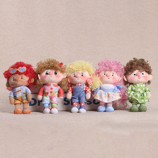 Curly Hair Plush Doll Bag Charm – Cute Character Keychain