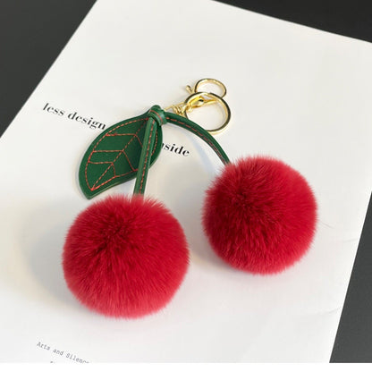 Cherry Plush Bag Pendant Lovely Keychain Cartoon Keyring Accessory