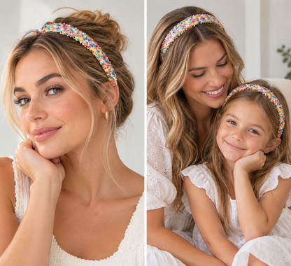 Sparkly Crystal Rhinestone Headband for Women & Girls – Glitter Embellished Wide Hair Band
