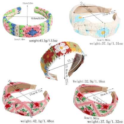 Handmade Crochet Headband Boho Knitted Hair Band for Women & Girls Granny Square Hair Accessory