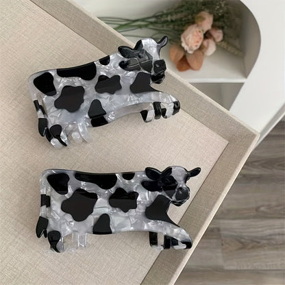 Cow Print Hair Clip Acrylic Claw Clip, Fun Animal Hair Accessory for Women & Girls