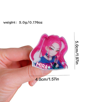 K-Pop Demon Hunters Hair Accessories Set Acrylic Hair Clips & Cartoon Scrunchies Elastic Hair Ties