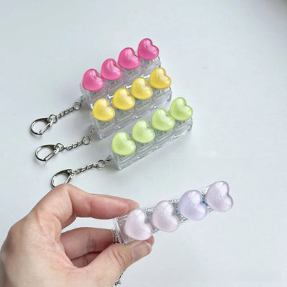Ice-Translucent Heart Keycap Stress Relief Keychain Keyboard-Style Pendant Charm