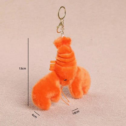 Cute Plush Lobster Keychain – Soft Fuzzy Bag Charm & Gift