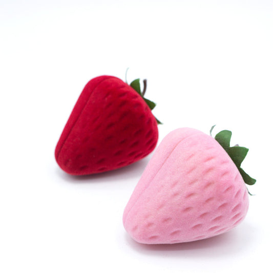 Strawberry Ring-Shaped Flocked Jewelry Box Cute Velvet Ring Display & Gift Packaging
