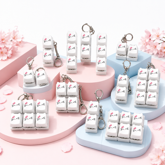 Cat Keycap Fidget Keychain Keyboard Key Popper Stress Relief Toy, Fun Desk Accessory & Gift