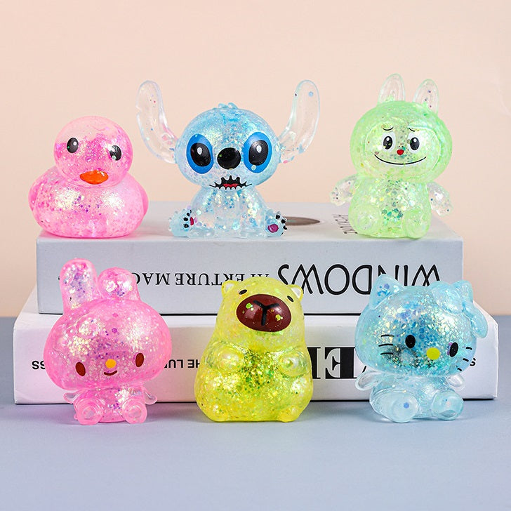 Glitter Cartoon Squishy Slow Rising Stress Relief Squeeze Toy