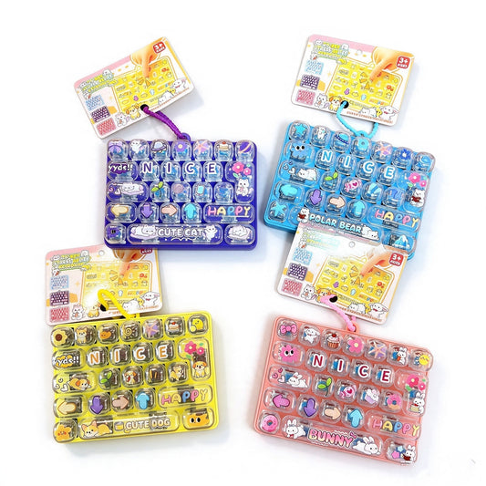 Transparent Dual-Color 26-Key Fidget Keyboard Keychain – Clicky Stress Relief Toy