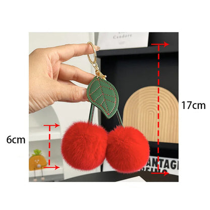 Cherry Plush Bag Pendant Lovely Keychain Cartoon Keyring Accessory