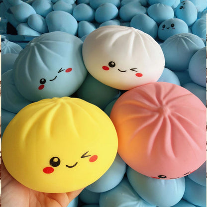 Large Emoji Squishy Dumpling Realistic Steamed Bun Stress Relief Squeeze Toy