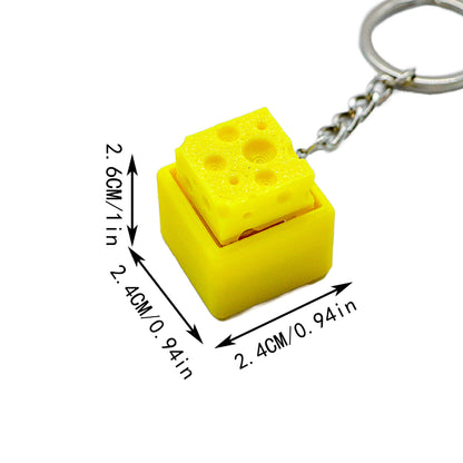 3D Printed Pixel Block Fidget Clicker Keychain – Mechanical Keyboard Feel Push Button Toy & Bag Charm