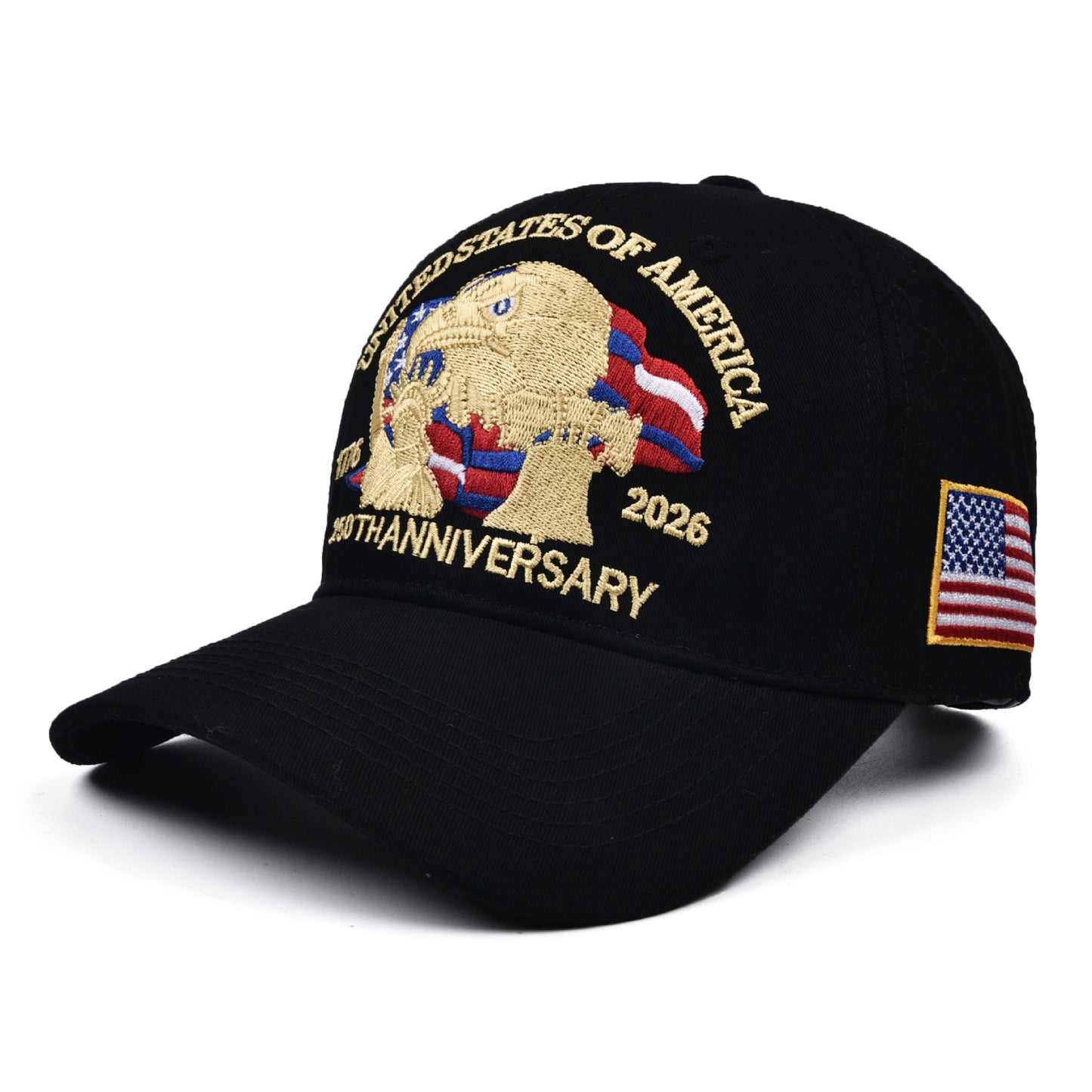 USA 250th Anniversary Embroidered Washed Baseball Cap Vintage Distressed Sun Hat