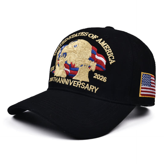 USA 250th Anniversary Embroidered Washed Baseball Cap Vintage Distressed Sun Hat