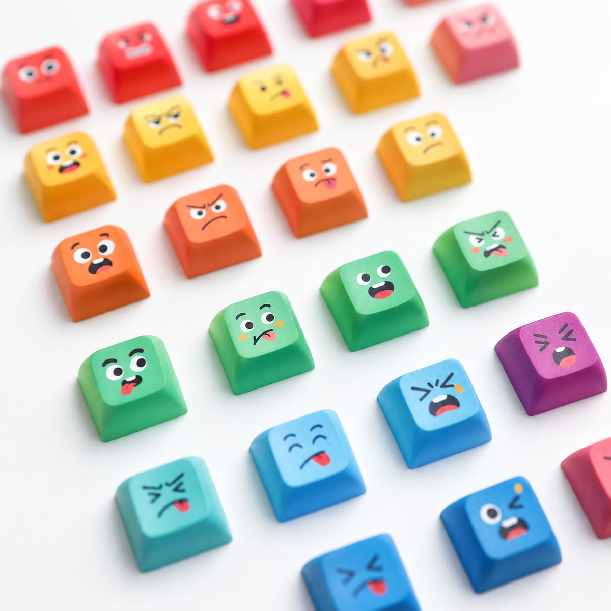 Funny Face Keyboard Keycap Fidget Keychain – 2/3/4/6/9-Key Clicker Stress Relief Toy Bag Charm