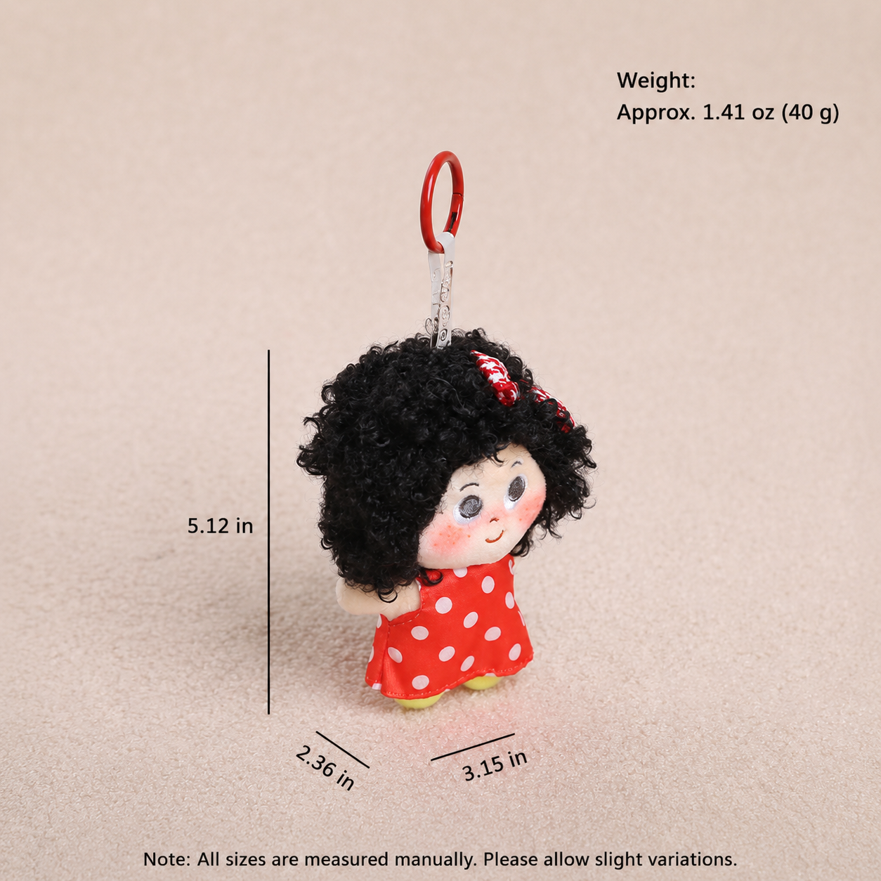 Curly Hair Plush Doll Bag Charm – Cute Character Keychain