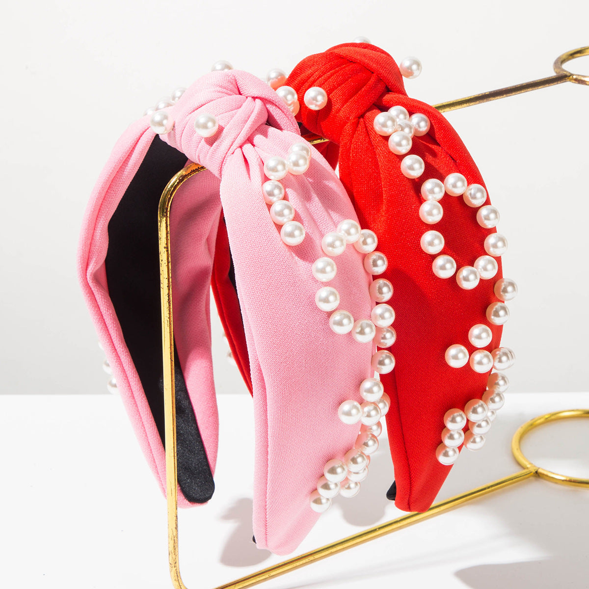 Valentine’s Day LOVE Headband Rhinestone & Pearl Embellished Knot Hairband