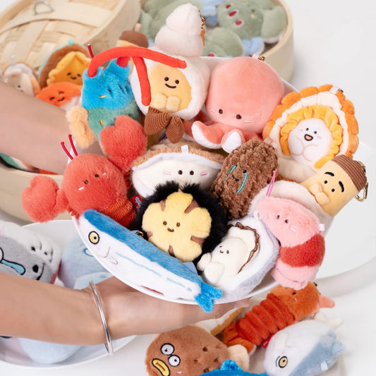 Cartoon Seafood Plush Keychain Sea Animal Stuffed Bag Charm Pendant  Keyring Accessory