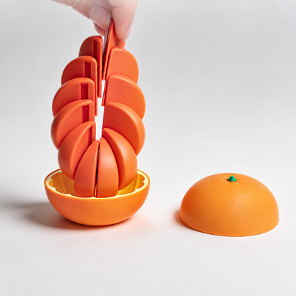 3D Printed Orange Fidget Toy – Transforming Fruit Desk Decor