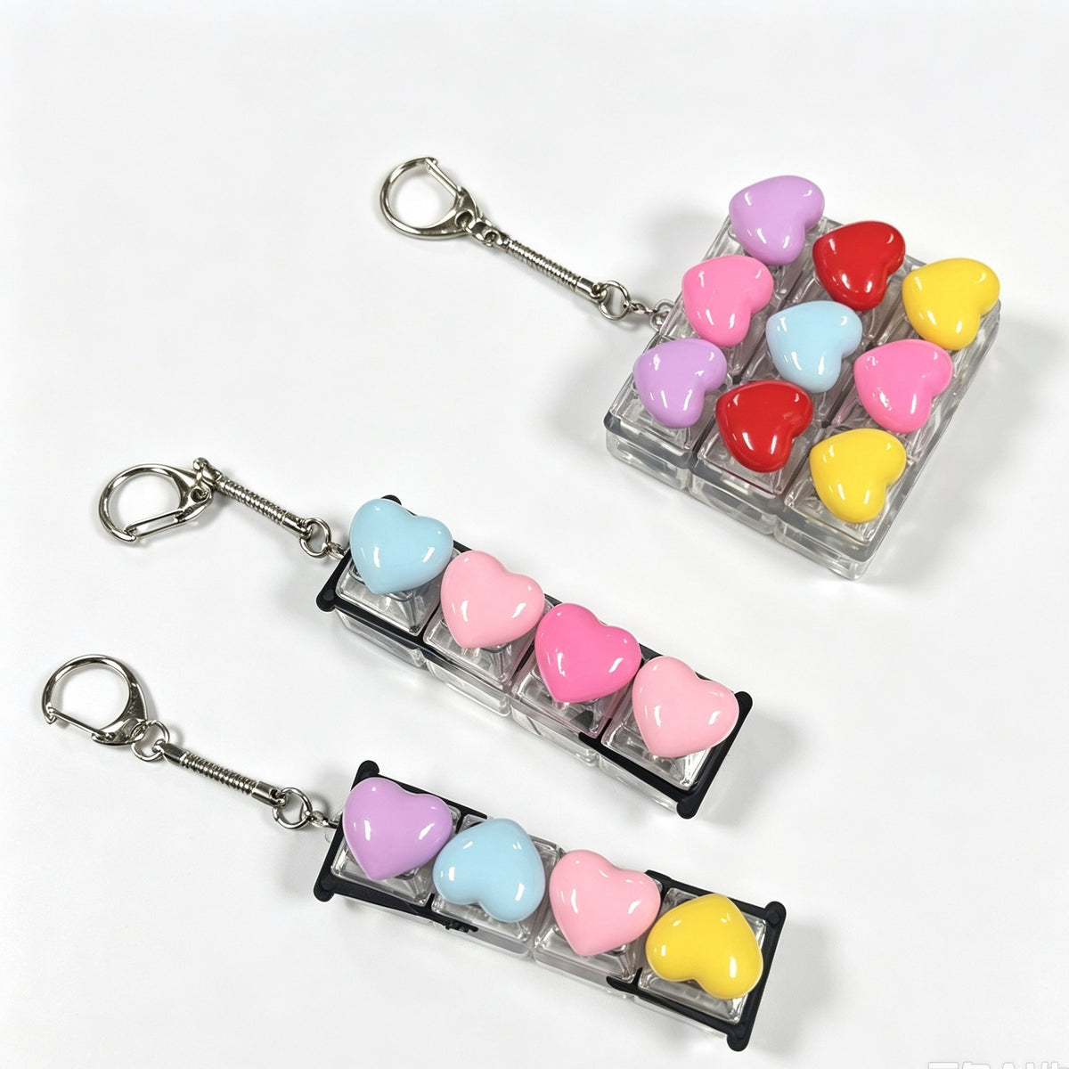 Heart Button Fidget Keychain – Clicker Sensory Bag Charm