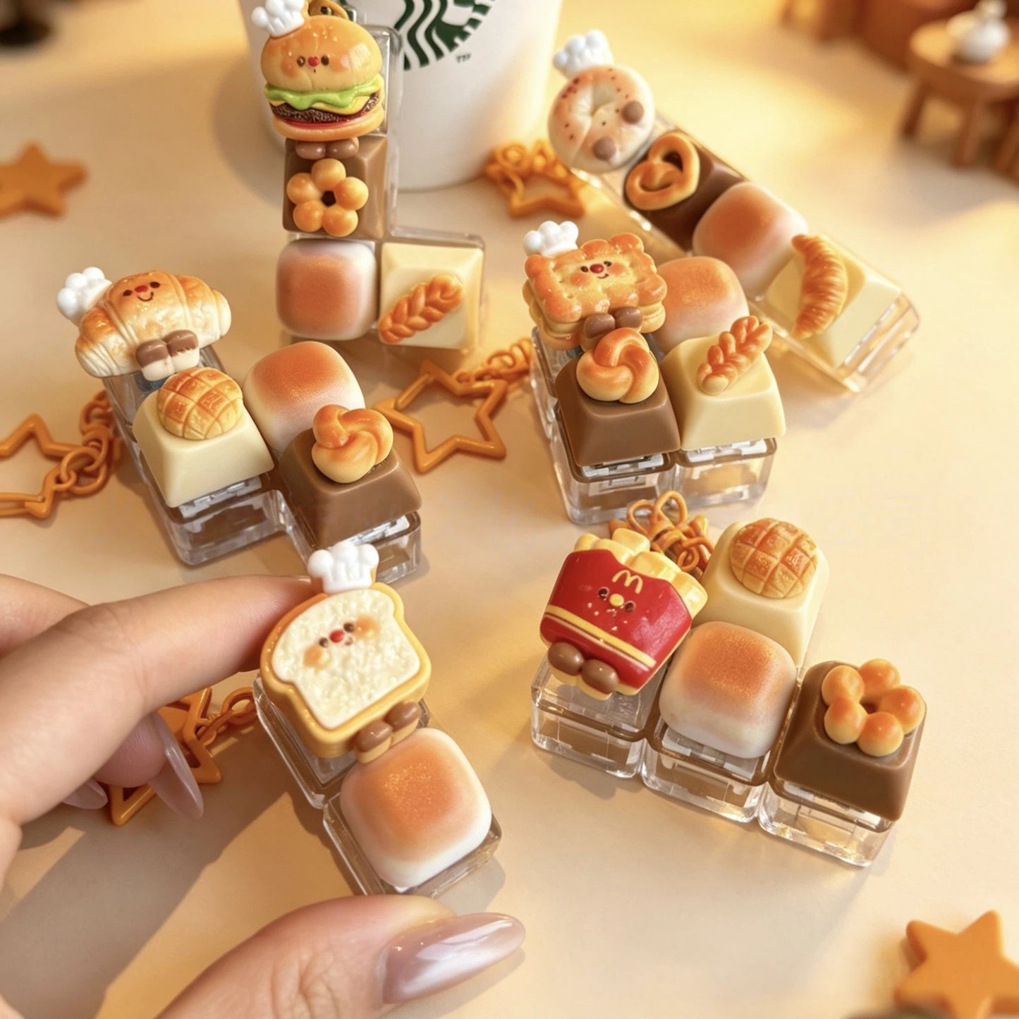 Cute Resin Food Fidget Keychain Hanging Charm