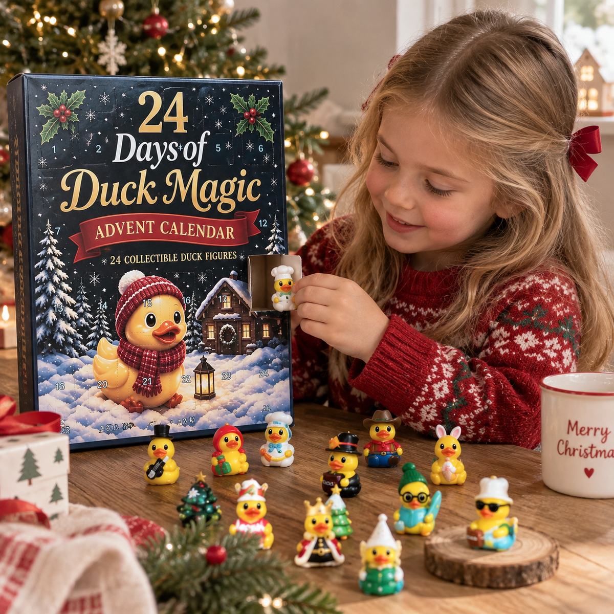 2026 Christmas Advent Calendar – 24-Day Mini Figure Surprise Countdown, Highland Cow & Duck Collectible Holiday Gift