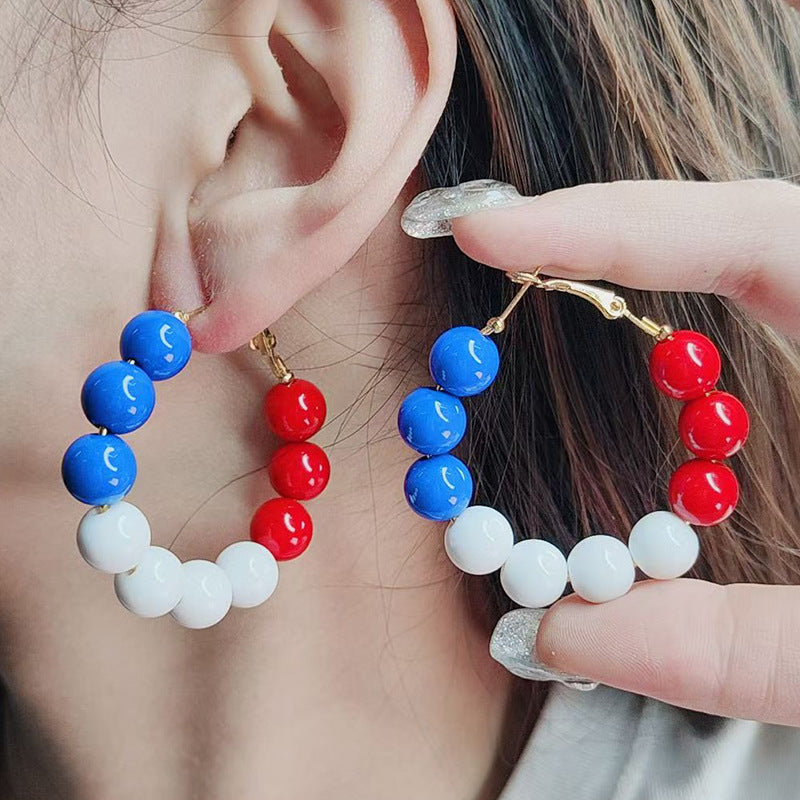 4th of July Patriotic USA Flag Red Acrylic Drop Earrings Holiday Jewelry