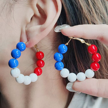 4th of July Patriotic USA Flag Red Acrylic Drop Earrings Holiday Jewelry