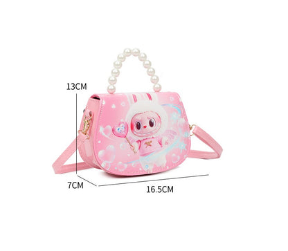 K-POP Demon Hunters Anime Print Kids Crossbody Bag with Pearl Handle & PU Strap