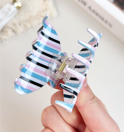 Colorful Pastel Striped Hair Claw Clip  for Women, Everyday Hair Accessory