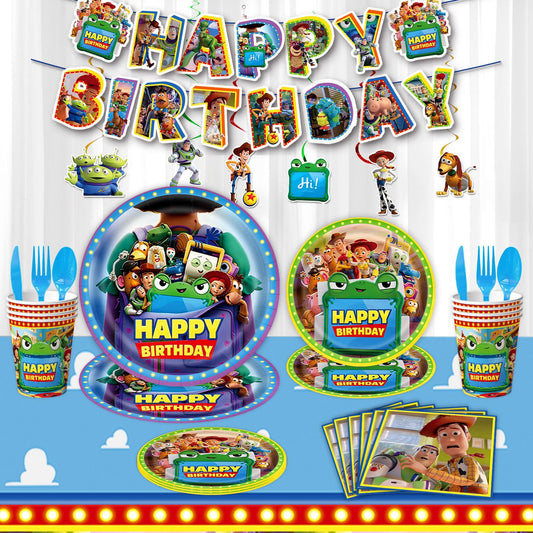 Cartoon Woody Buzz Series Birthday Party Supplies Themed Tableware and Decorations