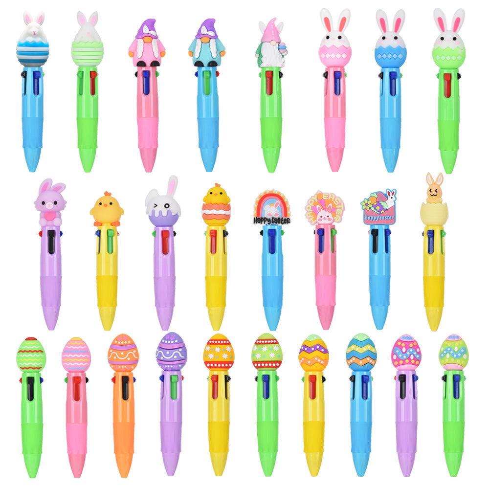 Mini 4-Color Click Pen – Creative Easter Bunny, Egg & Chick Design Journal Pen