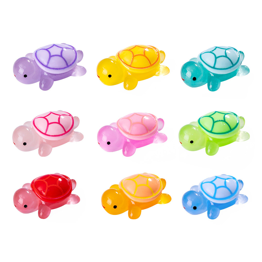Glow-in-the-Dark Resin Turtle Figurines – 10-Color Set