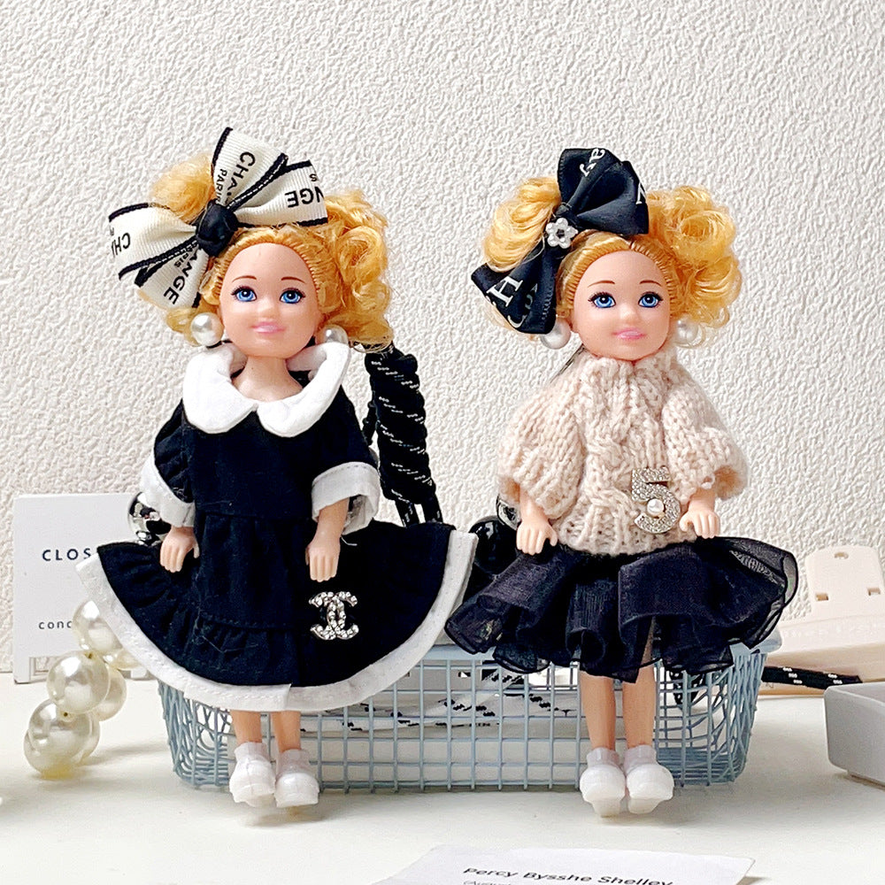 Chic Fashion Doll Keychain Cute Knitted Cartoon Doll Bag Charm Pendant Accessory